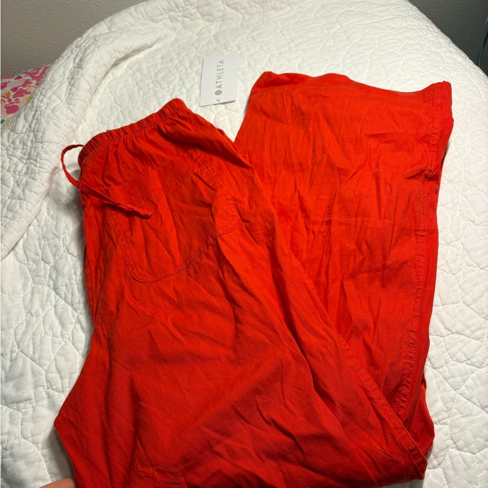 NWT ATHLETA  Red Drawstring Pants